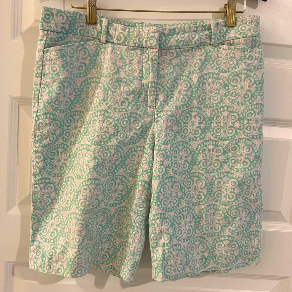 Talbots Bermuda Shorts Green Pink White Size 10 - Picture 1 of 12